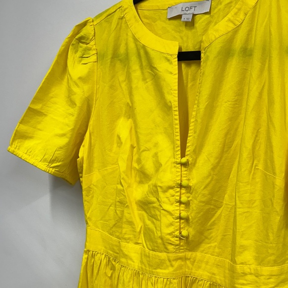 LOFT Bright Yellow Midi Dress 4 - Picture 3 of 7